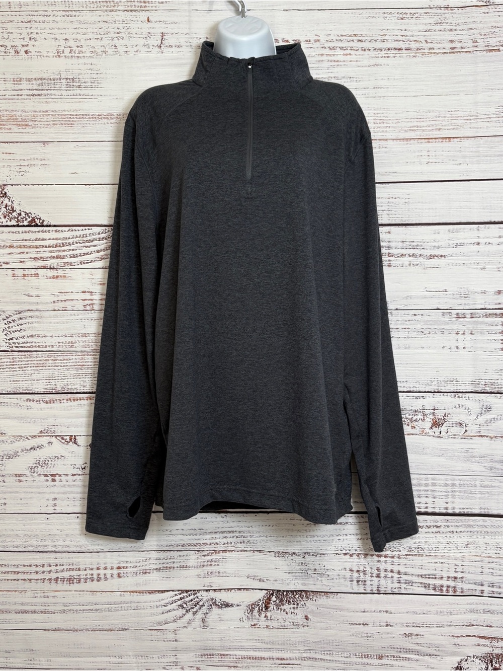 Gaiam Gray 1/4 Zip Pullover Long Sleeve Top